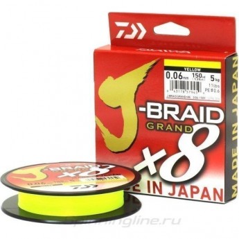 Шнур DAIWA J-BRAID GRAND X8 135M 0,13MM YELLOW