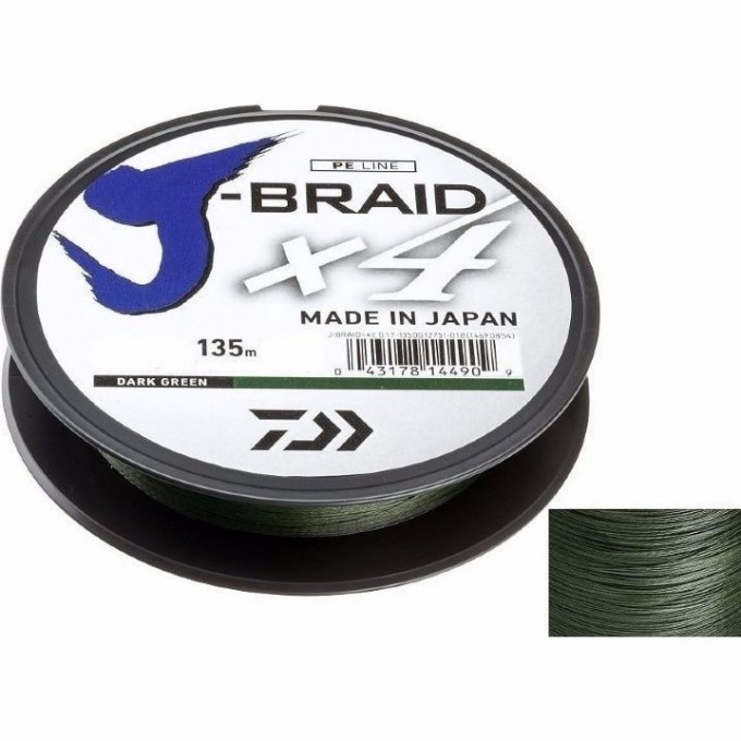 Шнур DAIWA J-Braid X4 0,10мм 135м Dark green 12741-010