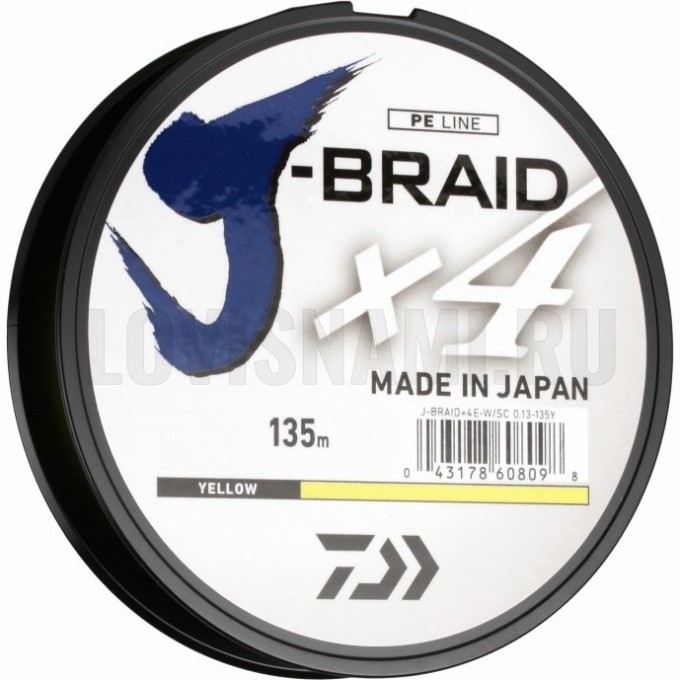 Шнур DAIWA J-Braid X4E-W/SC 0,13мм 135м желтый 12740-013