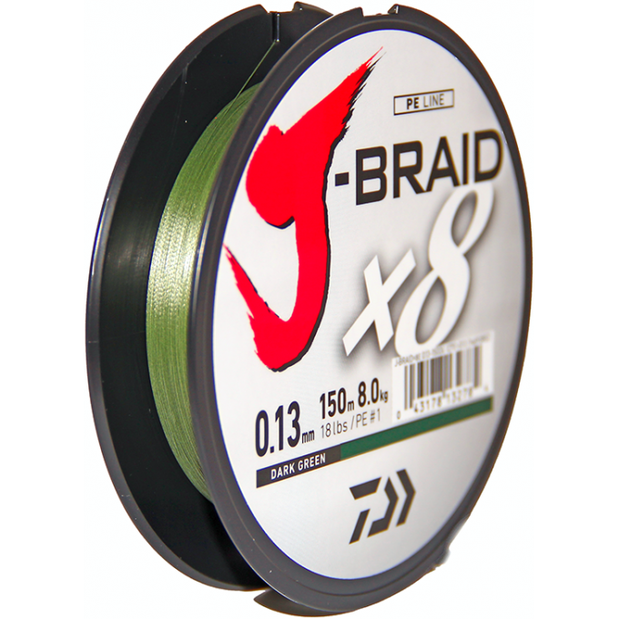 Шнур DAIWA J-Braid X8 0,13мм 150м dark green 12751-013RU