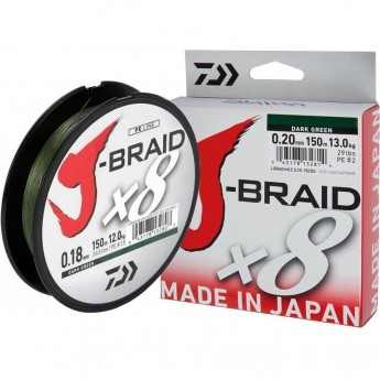 Шнур DAIWA J-Braid X8 0,22мм 150м dark green